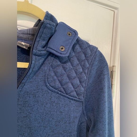 Eddie Bauer Size M Sweater Fleece Full Zip Hooded Quilted Mock Neck Jacket - Picture 6 of 13